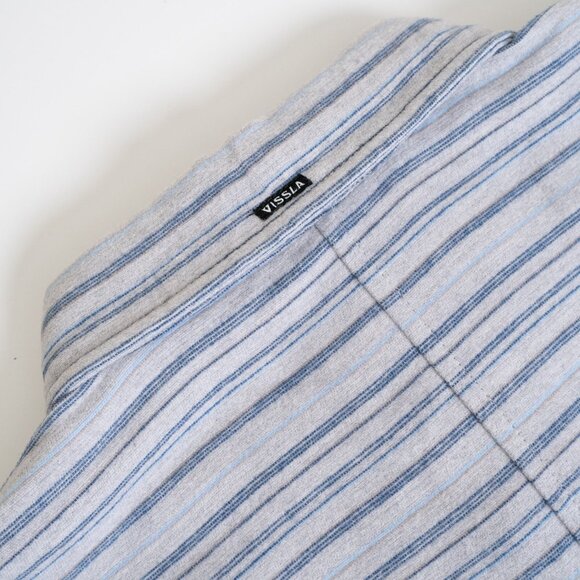 Vissla Flannel Shirt Snap Button Reversible Burshed Cotton Gray Blue XL - Picture 12 of 16